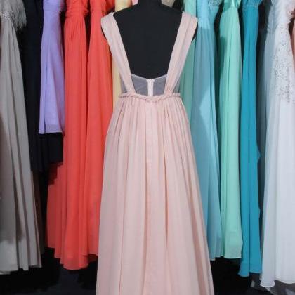 Blush Pink Bridesmaid Dress, Chiffon Tulle..