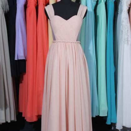Blush Pink Bridesmaid Dress, Chiffon Tulle..