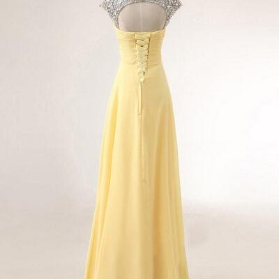 Cap Sleeve Sweetheart Sequins Chiffon Prom Dresses..