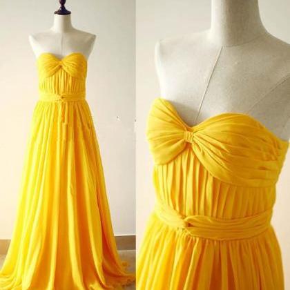 Yellow Sweetheart Sexy Long Prom Dresses,..