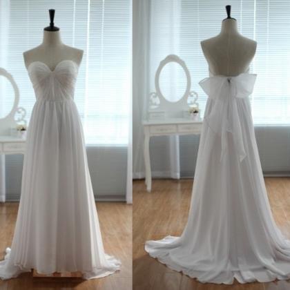 Handmade White Sweetheart Simple Prom Gown 2015,..