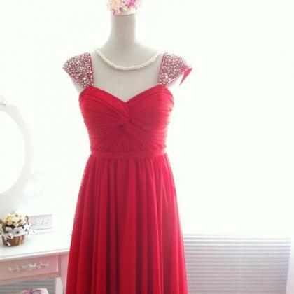 High Quality Red Long Prom Dressess Lace-up With..