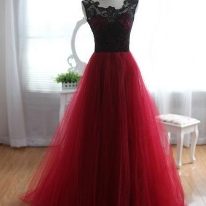 Tulle And Lace Burgundy Prom Dresses 2015,..