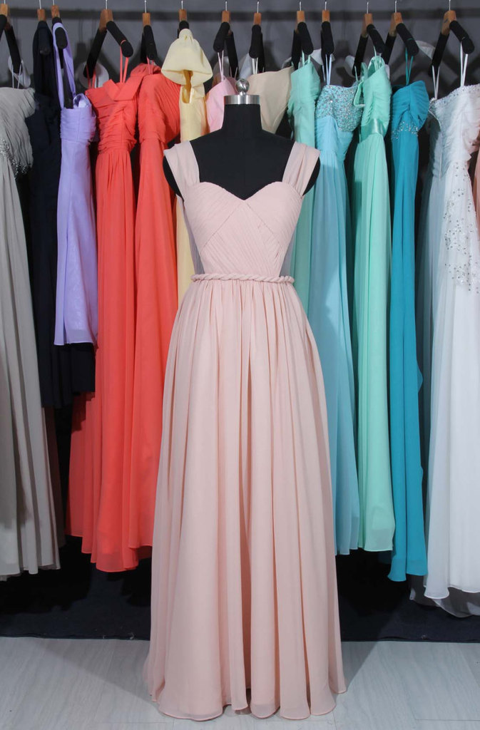 Blush Pink Bridesmaid Dress, Chiffon Tulle Bridesmaid Dress, Long Custom Made Bridesmaid Dress, Bridesmaid Dresses Under 150