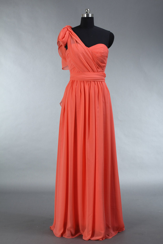 Long Burnt Orange Convertible Chiffon Bridesmaid Dress, Discount