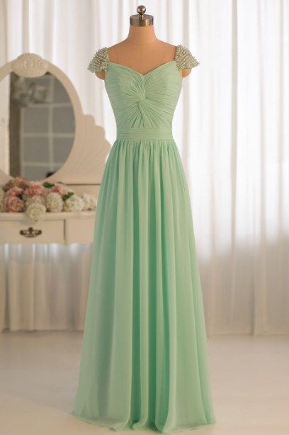 Cap Sleeve Sweetheart Discount Bridesmaid Dresses, Long Prom Dress