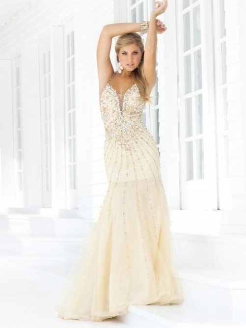 A-line Spaghetti Straps Fabulous Beading Sleeveless Floor-length Chiffon Prom Dress