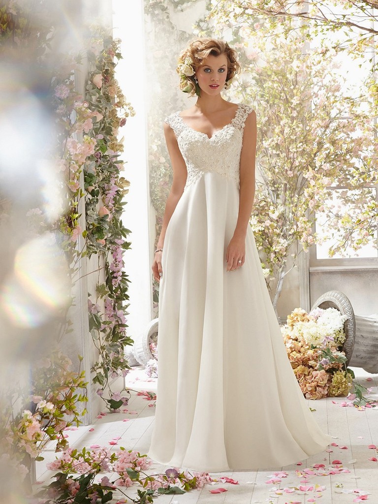 A-Line/Princess Chiffon Ruched V-neck Sleeveless Floor-Length Wedding Dresses main image 0