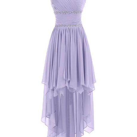 Double Straps Chiffon Dress with Sweetheart Neck Lavender
